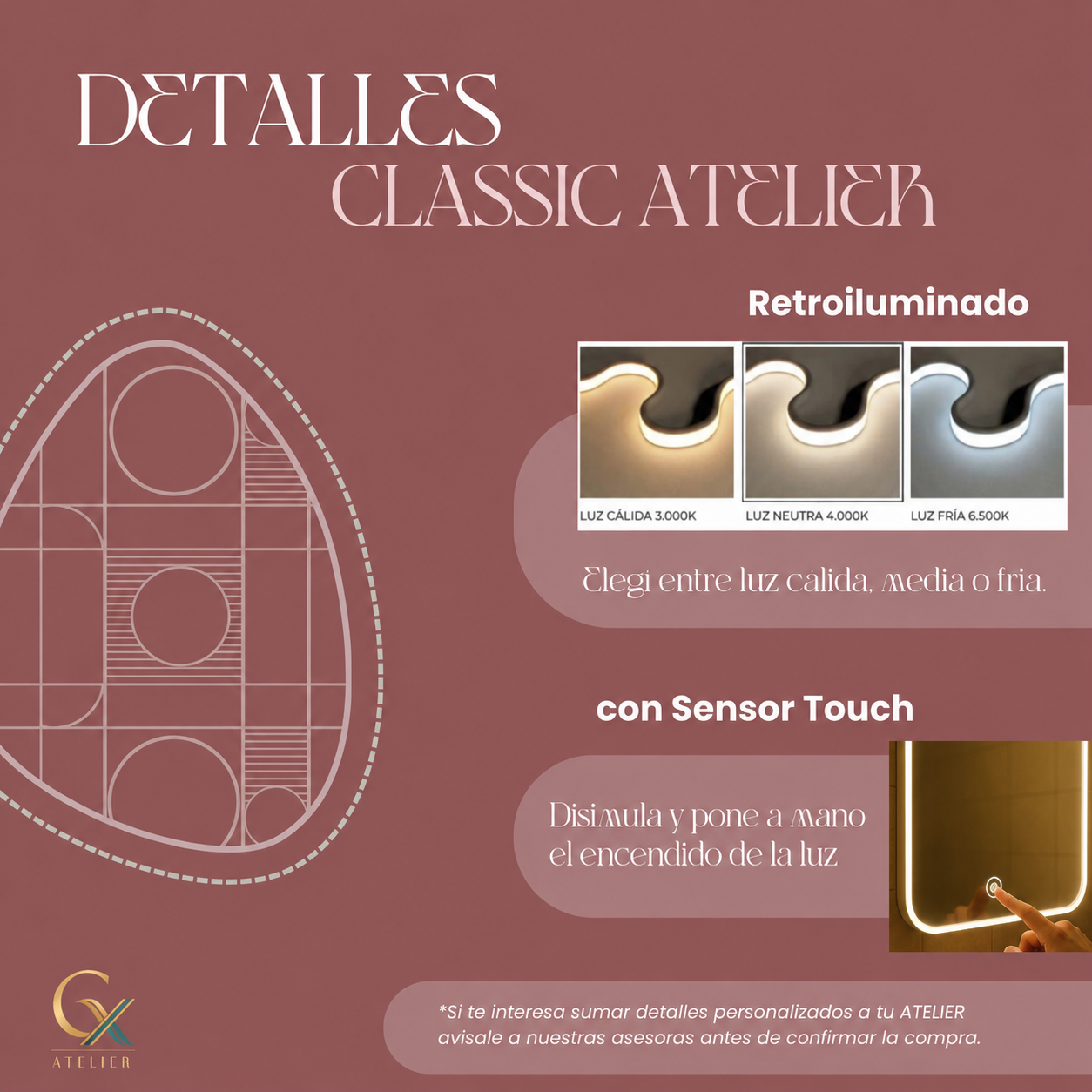 Retroiluminado y sensor touch para espejos